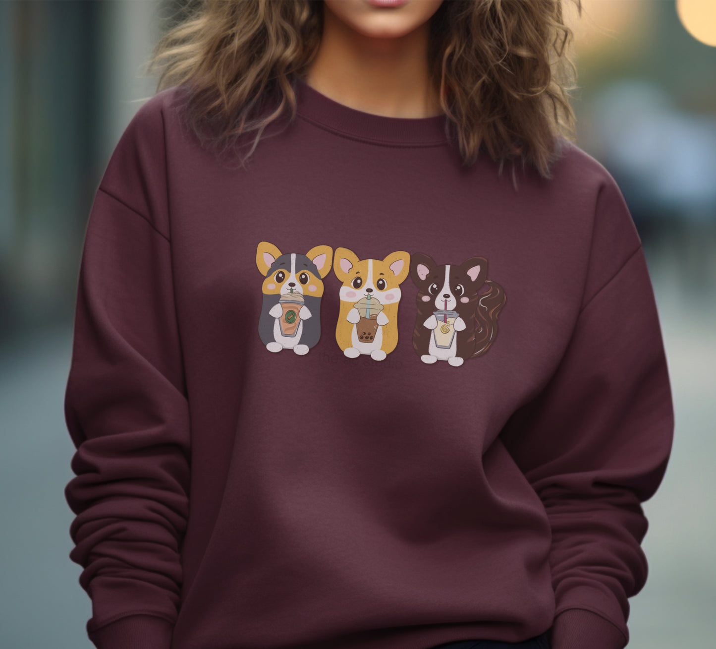 Corgi Drink Personalities Crewneck Sweater