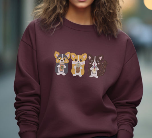 Corgi Drink Personalities Crewneck Sweater