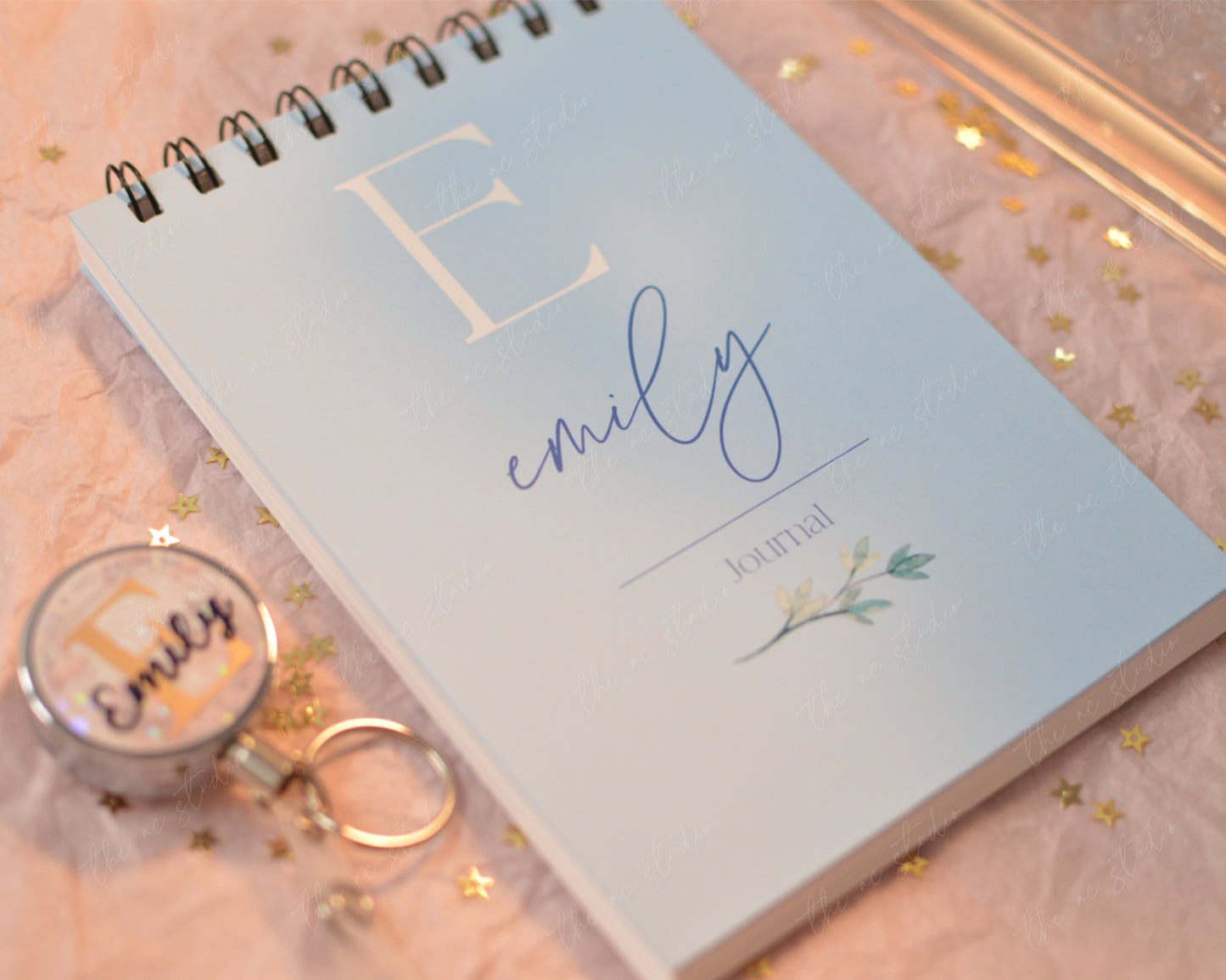 Personalized Monogram Notebook, Soft Blue
