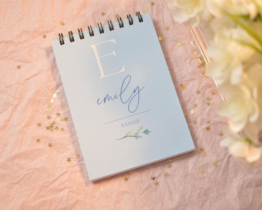 Personalized Monogram Notebook, Soft Blue