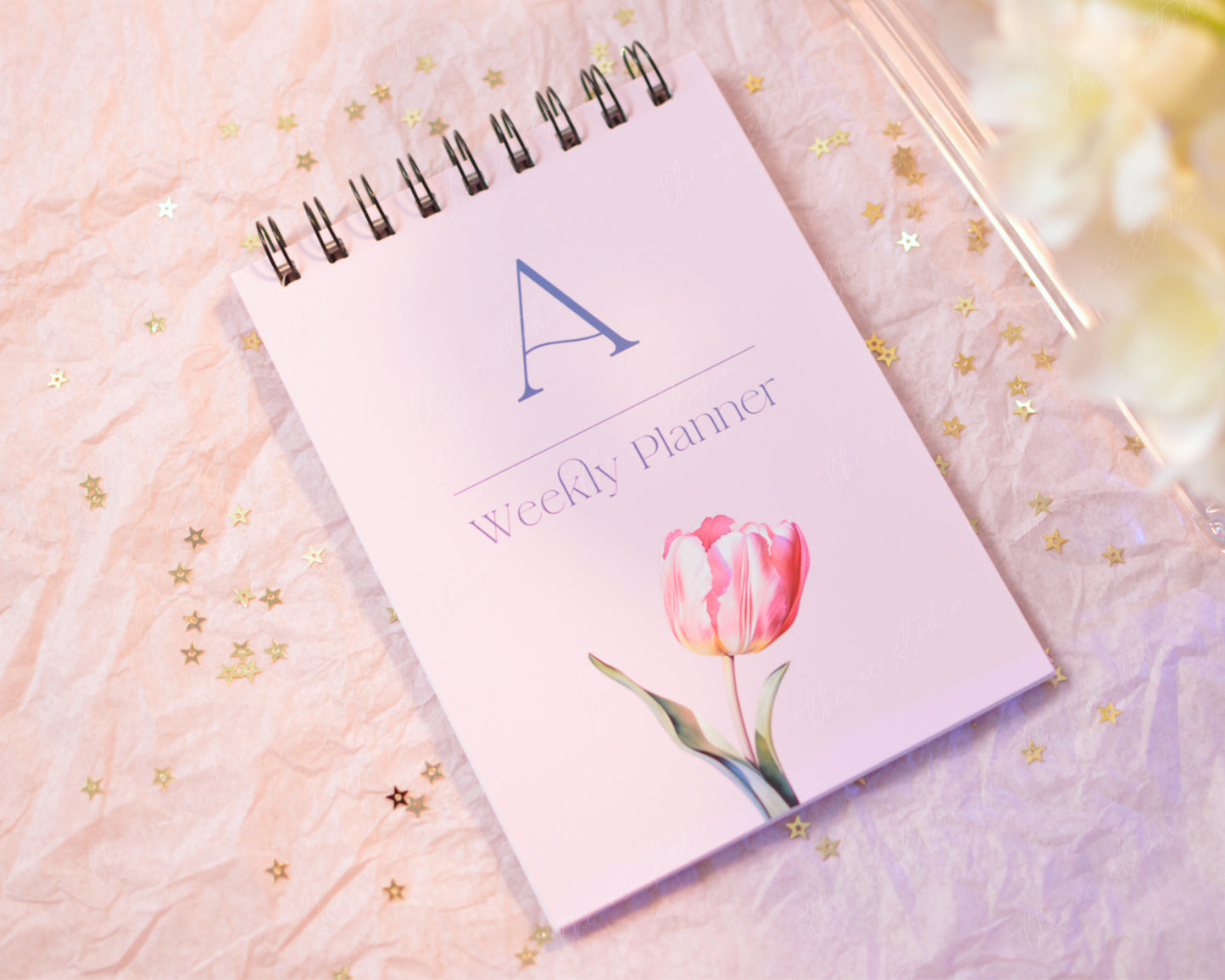 Personalized Undated Weekly Planner, Soft Pink
