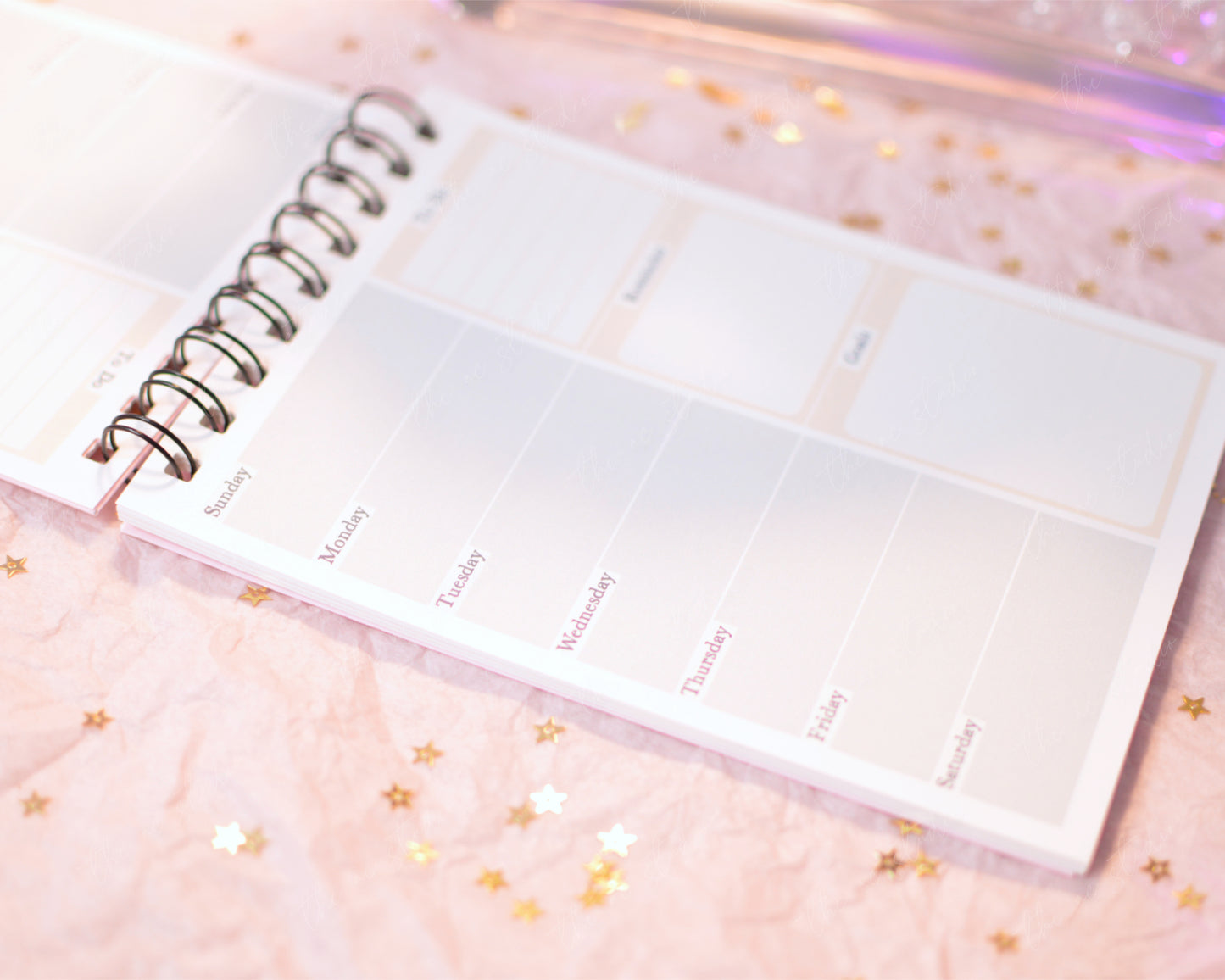 Personalized Undated Weekly Planner, Soft Pink