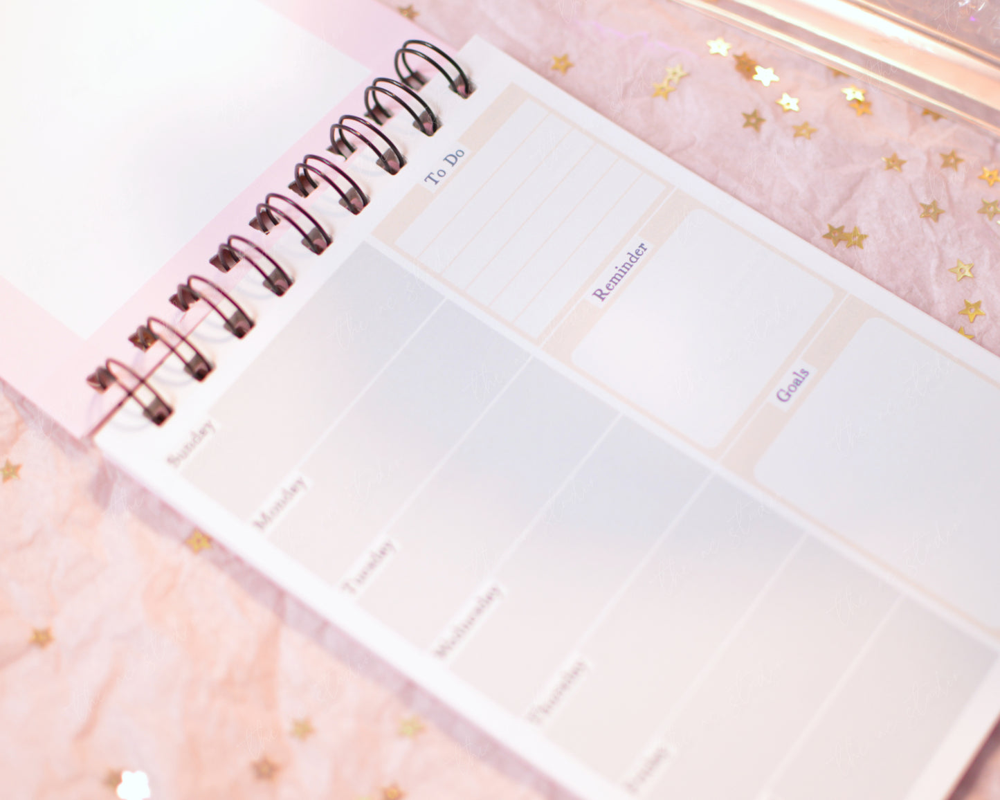 Personalized Undated Weekly Planner, Soft Pink