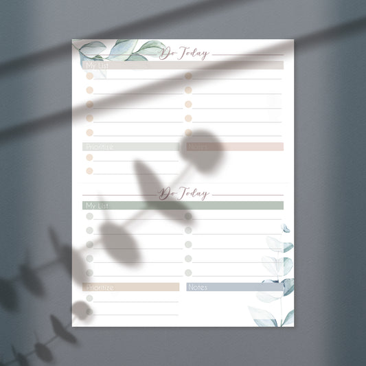 Printable Aesthetic Leaves Daily Planner Sheet