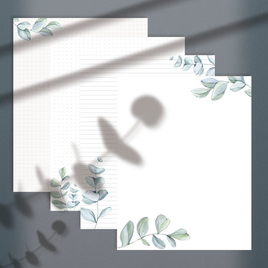 Printable Aesthetic Leaves Digital Stationery Bundle