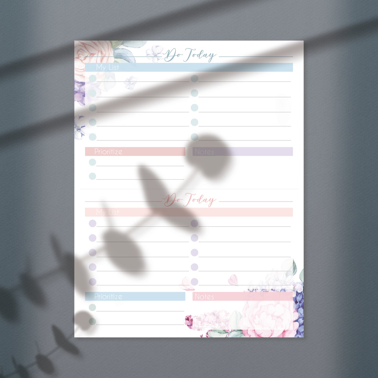 Printable Floral Daily Planner Sheet