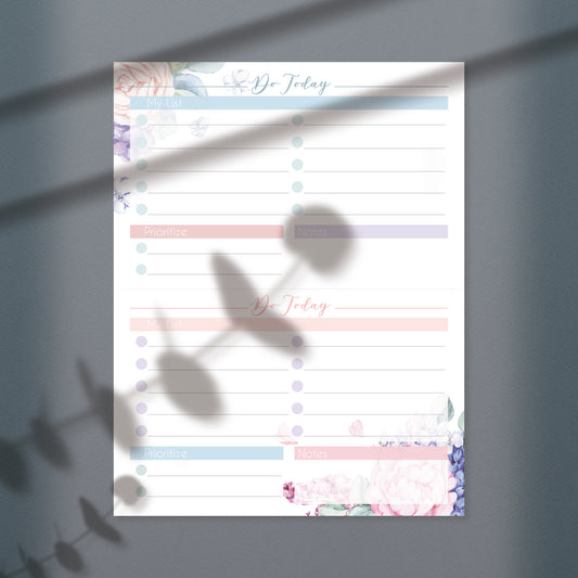 Printable Floral Daily Planner Sheet