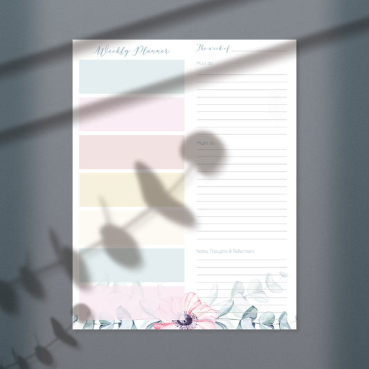 Printable Floral Weekly Planner Sheet