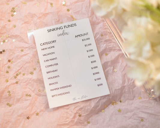 Custom Sinking Funds Index Sheet