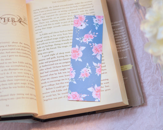 Teal and Pink Floral Bookmark
