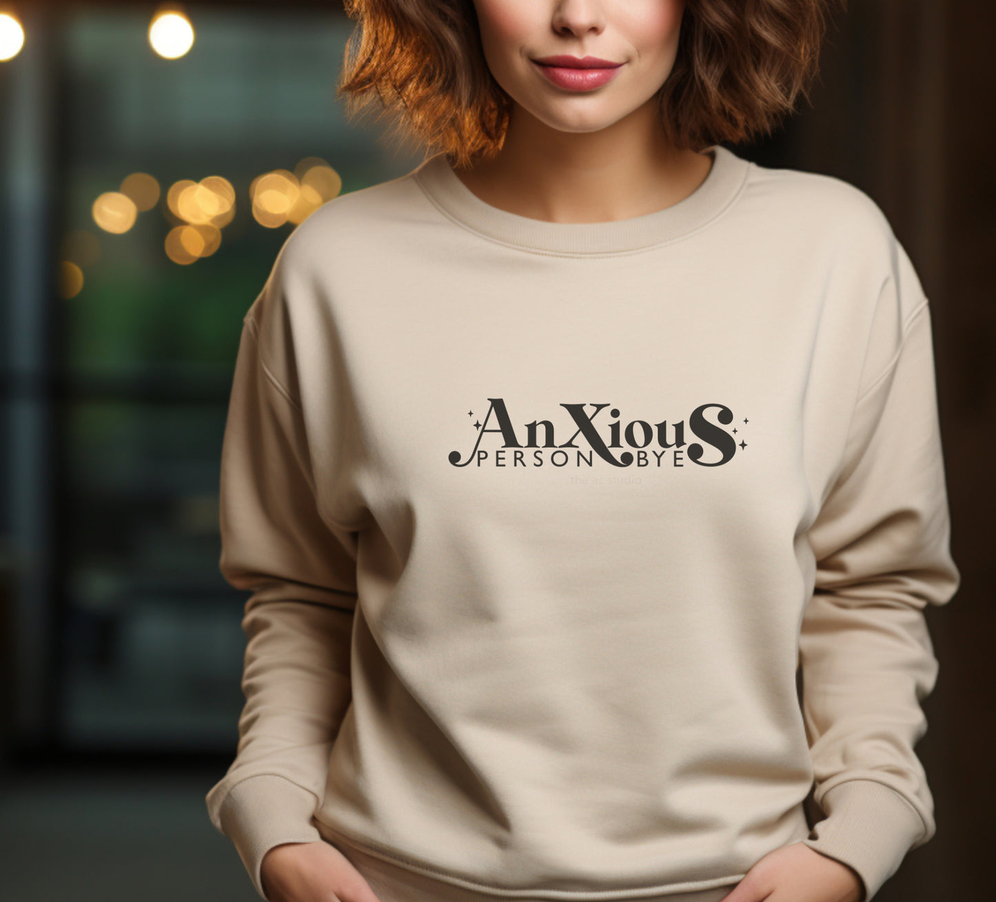 Anxious Person Bye (Black Text) Crewneck Sweater