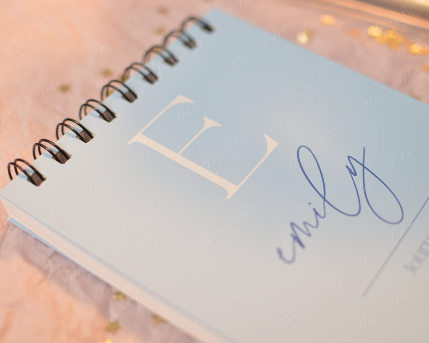 Personalized Monogram Notebook, Soft Blue