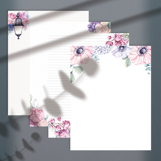 Printable Floral Digital Stationery Bundle